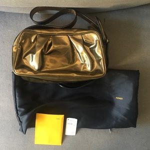 Fendi Gold Bronze Leather Shoulder Bag